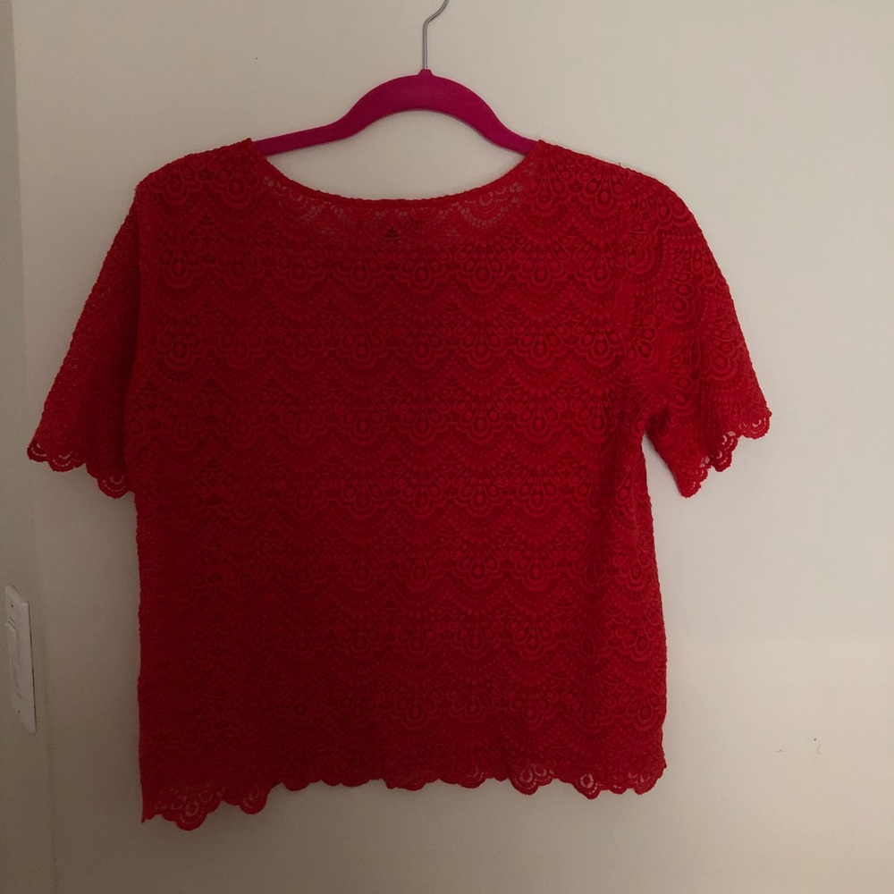 Lace Red Cropped Top - Picture 4 of 5